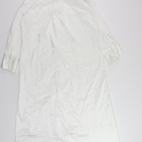 Zara Womens White Polyester Shirt Dress Size XS Collared Button