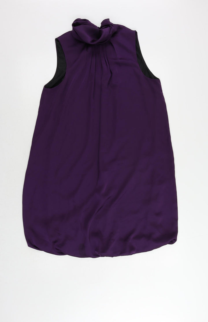 Zara Womens Purple Polyester Shift Size M Halter Button - Bubble Hem