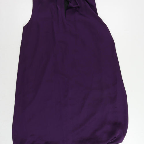 Zara Womens Purple Polyester Shift Size M Halter Button - Bubble Hem