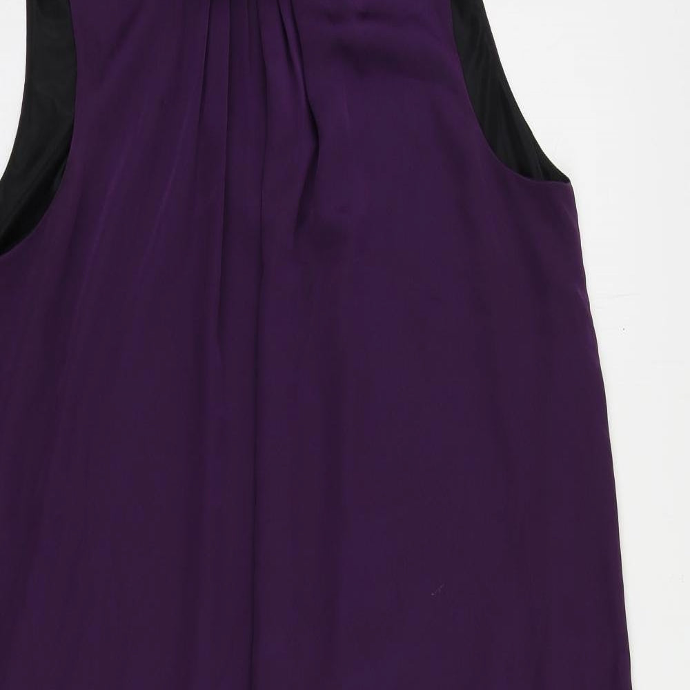 Zara Womens Purple Polyester Shift Size M Halter Button - Bubble Hem