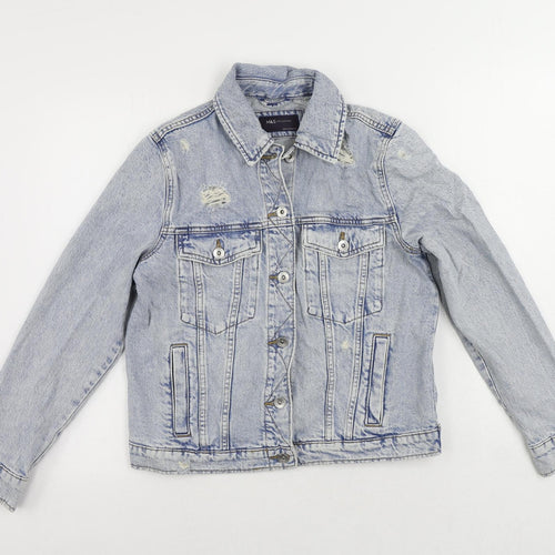 Marks and Spencer Womens Blue Jacket Size 10 Button - Distressed