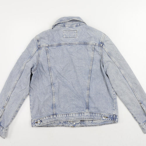 Marks and Spencer Womens Blue Jacket Size 10 Button - Distressed