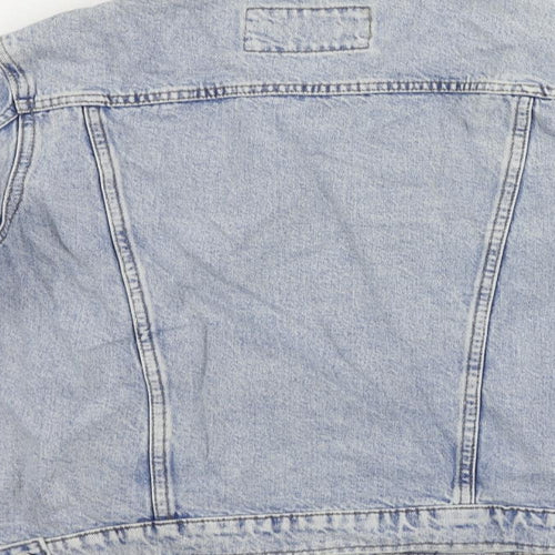Marks and Spencer Womens Blue Jacket Size 10 Button - Distressed