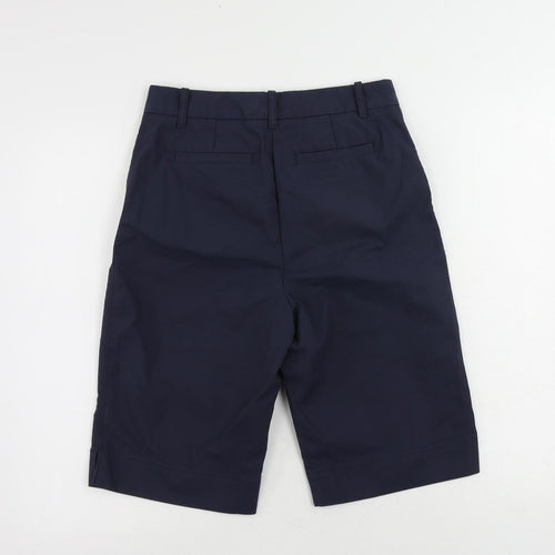 Marks and Spencer Womens Blue Cotton Chino Shorts Size 8 L11 in Regular Zip