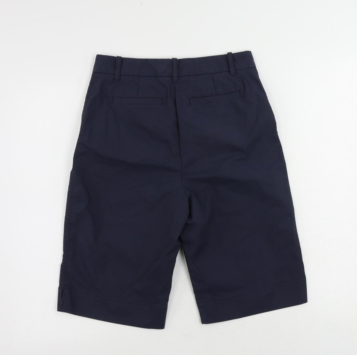 Marks and Spencer Womens Blue Cotton Chino Shorts Size 8 L11 in Regular Zip