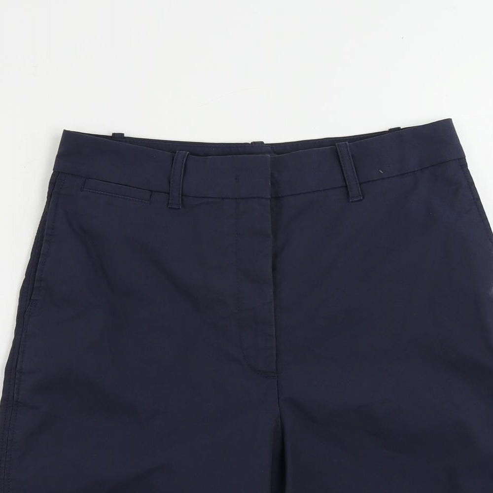Marks and Spencer Womens Blue Cotton Chino Shorts Size 8 L11 in Regular Zip