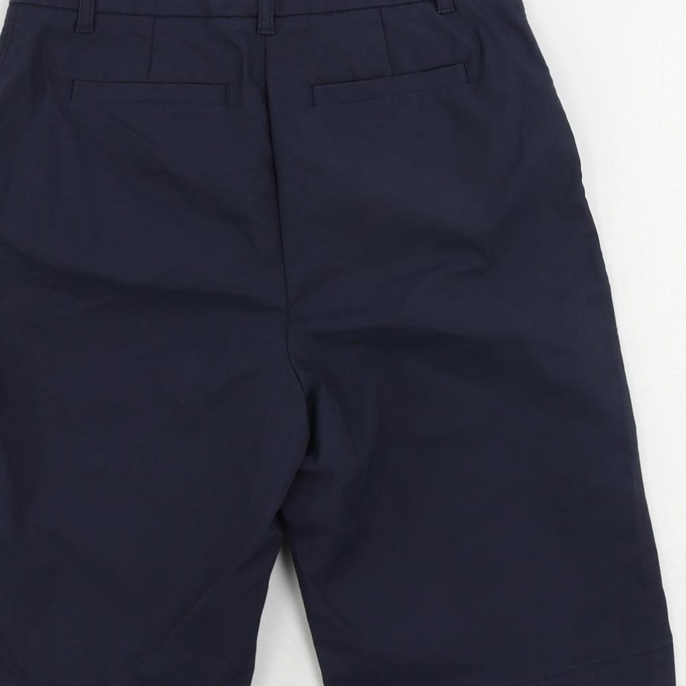 Marks and Spencer Womens Blue Cotton Chino Shorts Size 8 L11 in Regular Zip