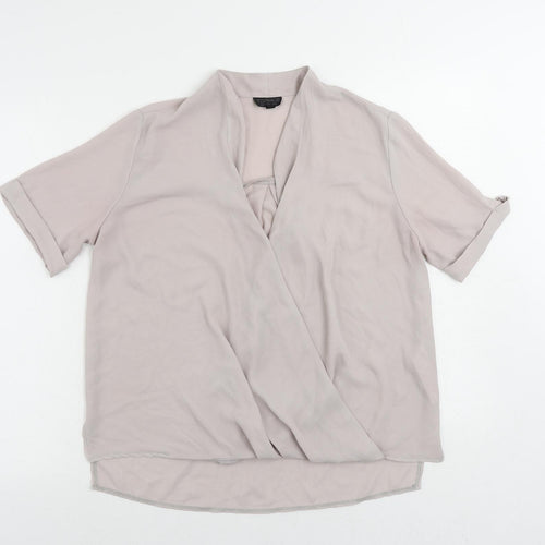 Topshop Womens Pink Polyester Basic Blouse Size 10 V-Neck