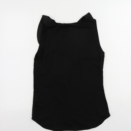 H&M Womens Black Polyester Basic Blouse Size 8 V-Neck - Ruffle