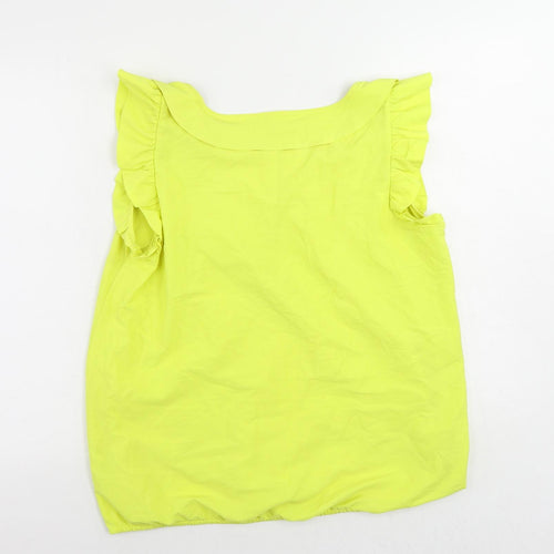 Debenhams Womens Yellow Polyester Basic Blouse Size 16 Boat Neck - Ruffle