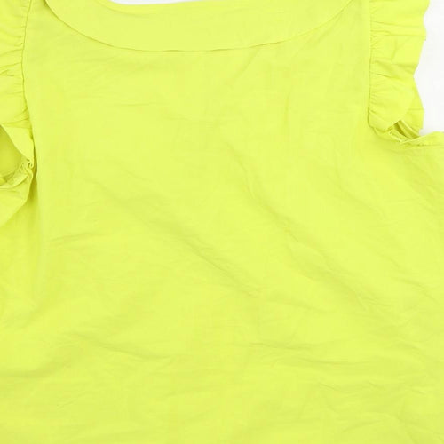 Debenhams Womens Yellow Polyester Basic Blouse Size 16 Boat Neck - Ruffle
