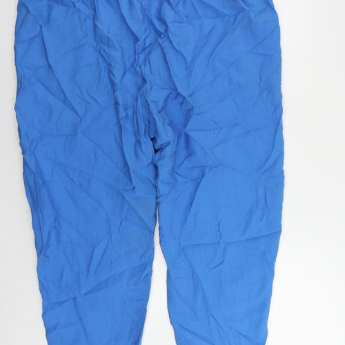 Marks and Spencer Womens Blue Lyocell Jogger Trousers Size 22 L28 in Regular Drawstring - Adjustable Waist
