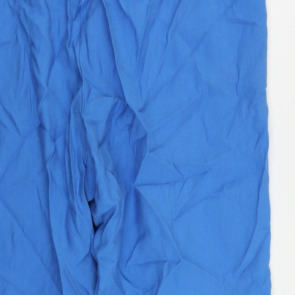 Marks and Spencer Womens Blue Lyocell Jogger Trousers Size 22 L28 in Regular Drawstring - Adjustable Waist
