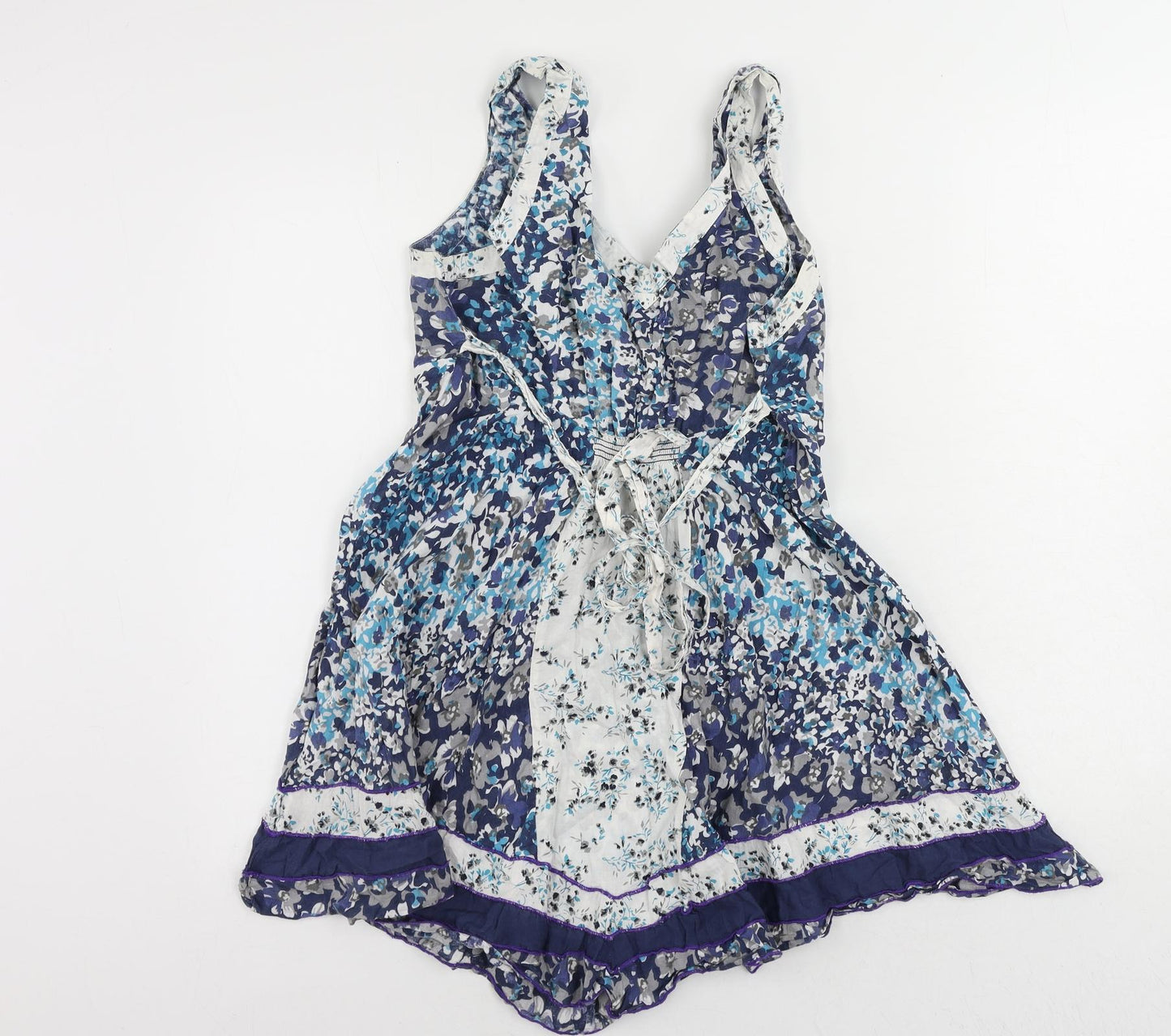 Joe Browns Womens Blue Geometric Cotton Basic Tank Size 10 V-Neck