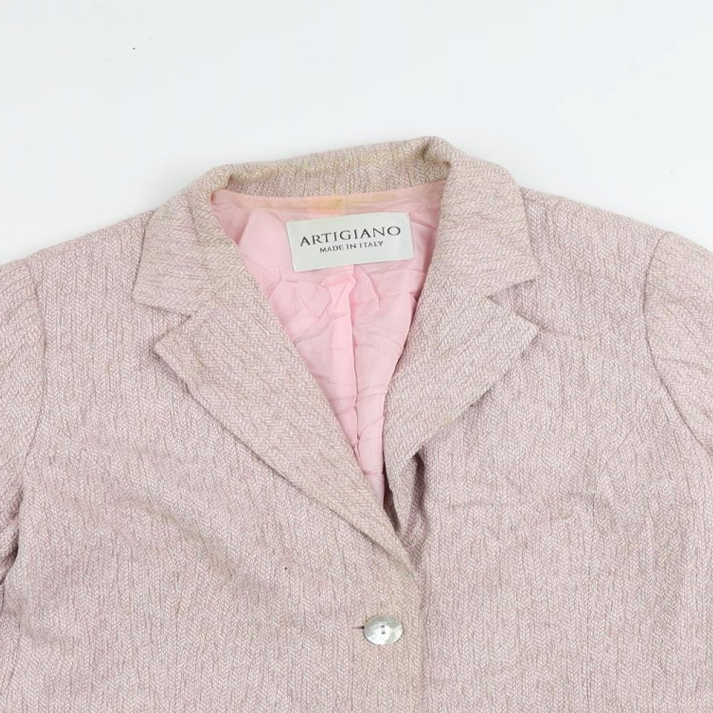 Artigiano Womens Pink Jacket Blazer Size 12 Button