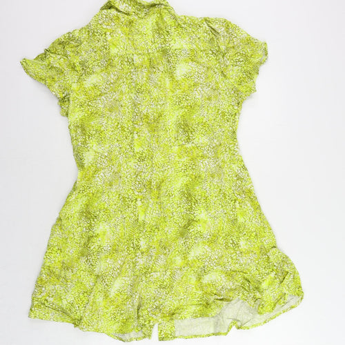 Marks and Spencer Womens Yellow Animal Print Viscose Shirt Dress Size 16 Collared Button