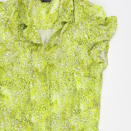 Marks and Spencer Womens Yellow Animal Print Viscose Shirt Dress Size 16 Collared Button