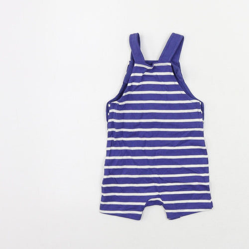 Marks and Spencer Baby Blue Striped Cotton Romper One-Piece Size 3-6 Months Snap - Smile