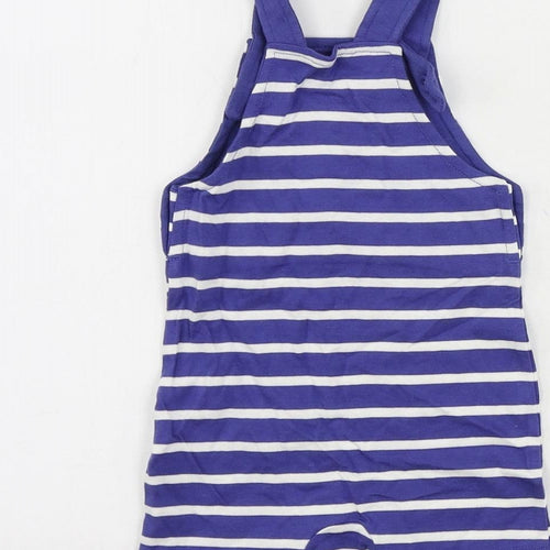 Marks and Spencer Baby Blue Striped Cotton Romper One-Piece Size 3-6 Months Snap - Smile