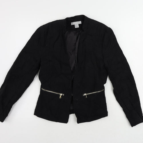 H&M Womens Black Jacket Blazer Size 8 Hook & Eye