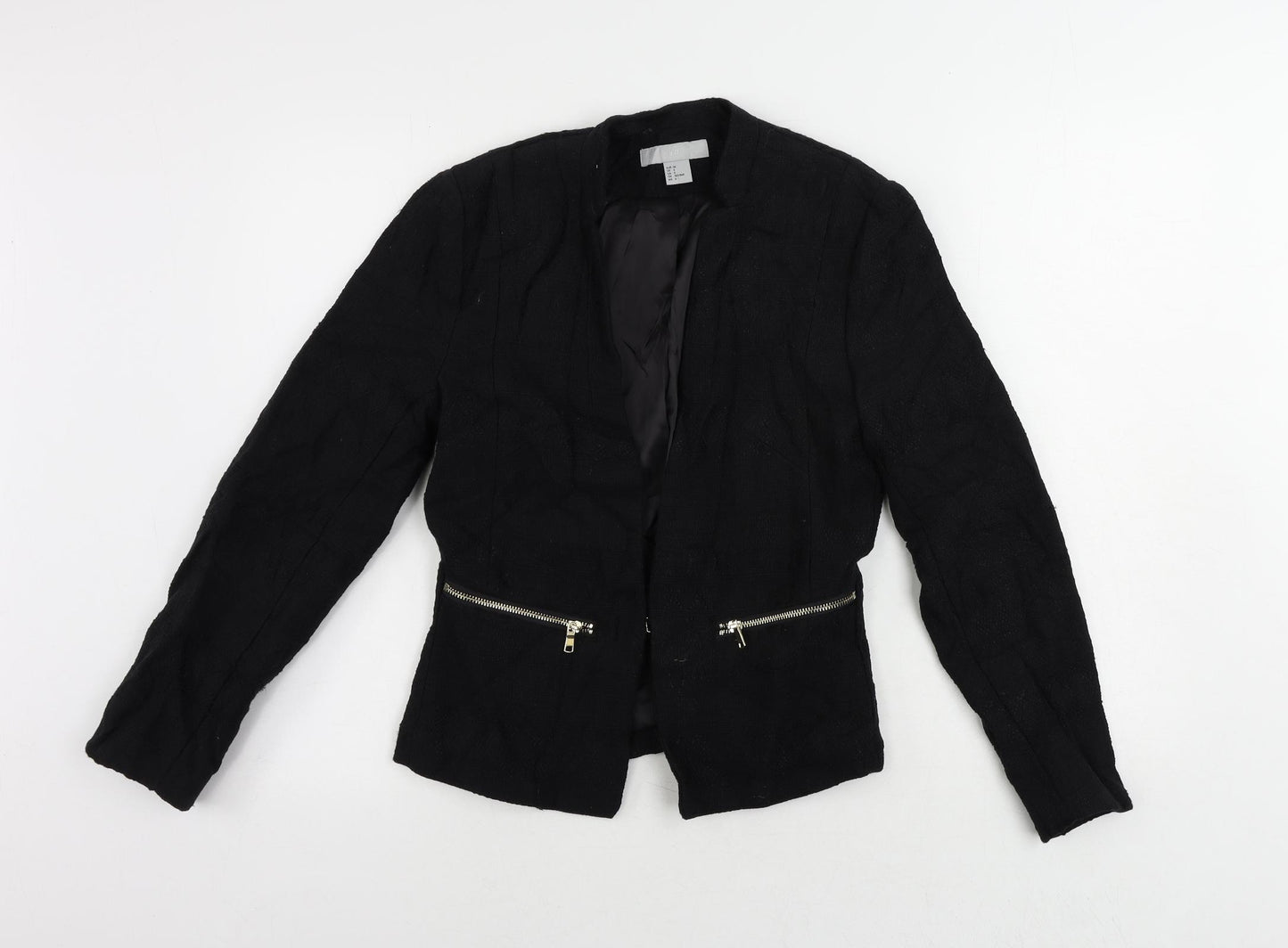 H&M Womens Black Jacket Blazer Size 8 Hook & Eye