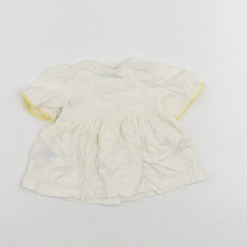 Marks and Spencer Baby Ivory Cotton Basic Button-Up Size 0-3 Months Round Neck Button