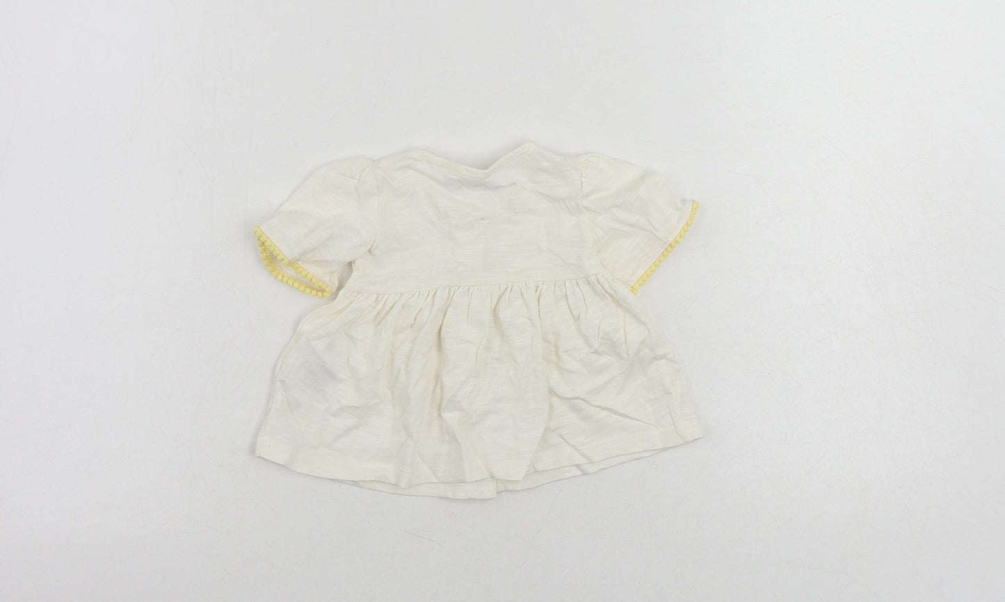 Marks and Spencer Baby Ivory Cotton Basic Button-Up Size 0-3 Months Round Neck Button