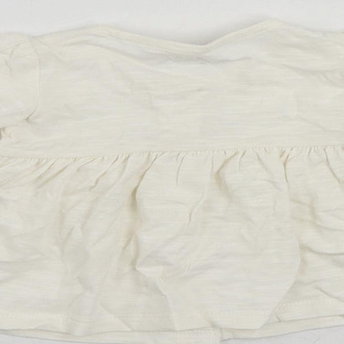 Marks and Spencer Baby Ivory Cotton Basic Button-Up Size 0-3 Months Round Neck Button