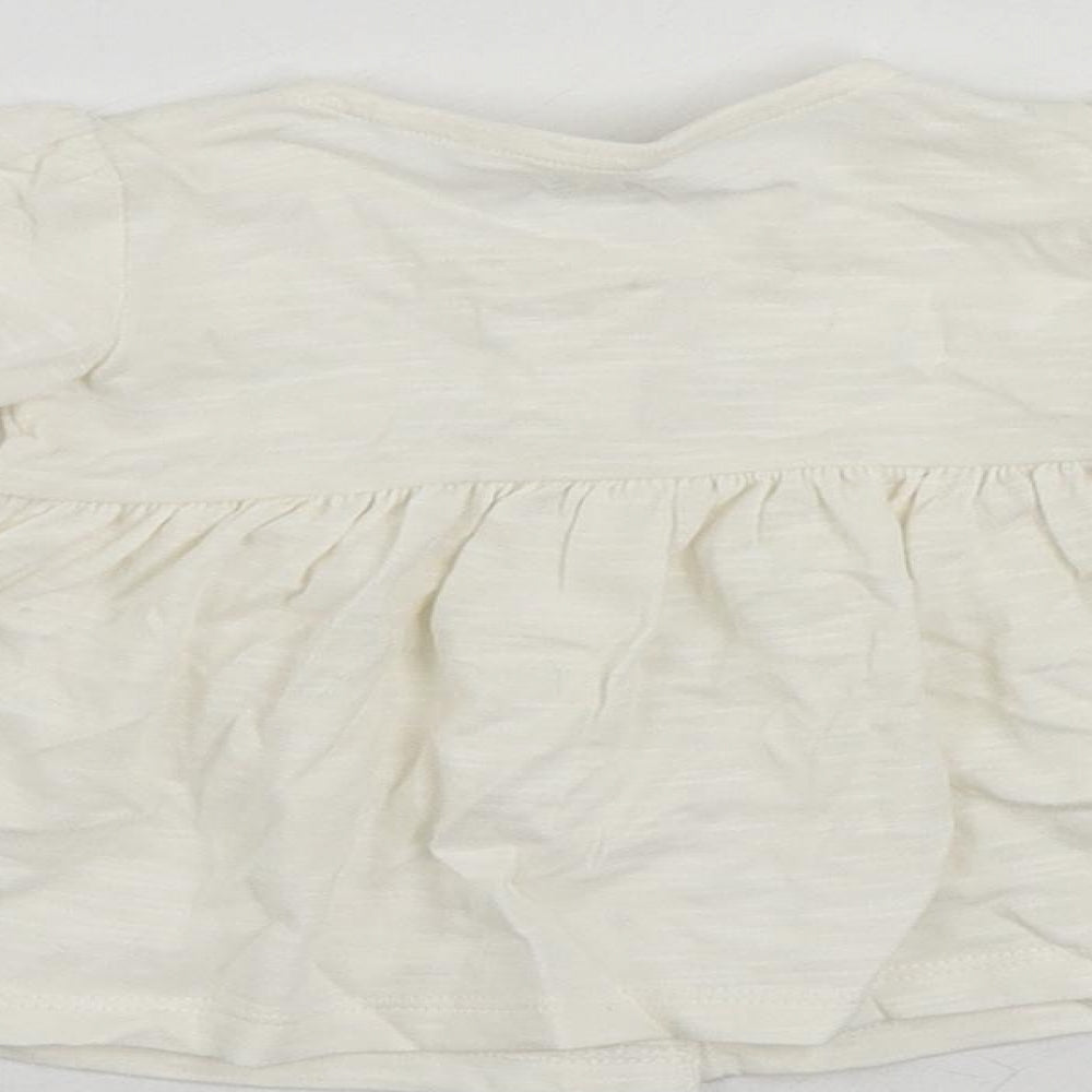 Marks and Spencer Baby Ivory Cotton Basic Button-Up Size 0-3 Months Round Neck Button