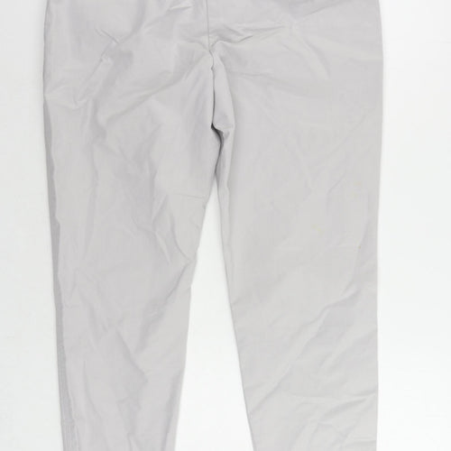 Marks and Spencer Womens Grey Cotton Chino Trousers Size 14 L28 in Regular Zip