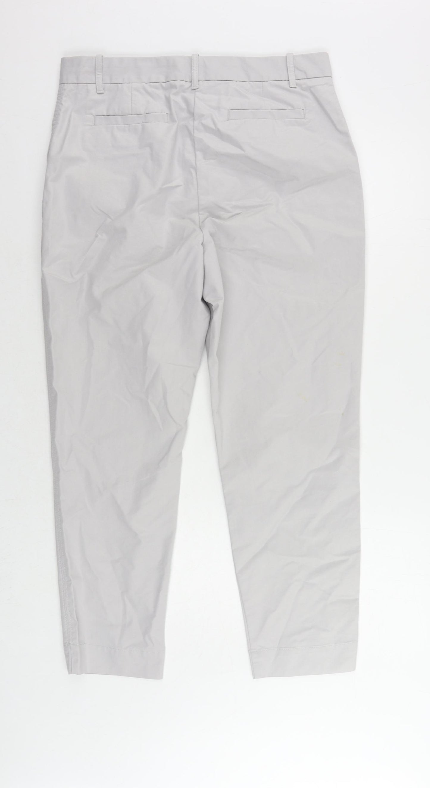 Marks and Spencer Womens Grey Cotton Chino Trousers Size 14 L28 in Regular Zip