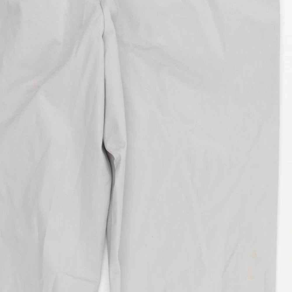 Marks and Spencer Womens Grey Cotton Chino Trousers Size 14 L28 in Regular Zip