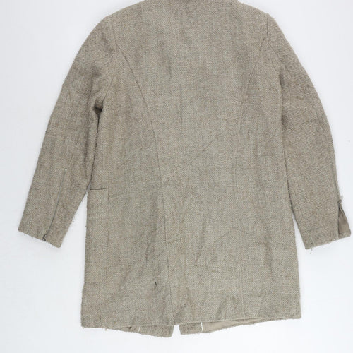 Marks and Spencer Womens Beige Biker Coat Size 14 Zip