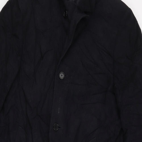 Marks and Spencer Mens Blue Overcoat Coat Size M Button