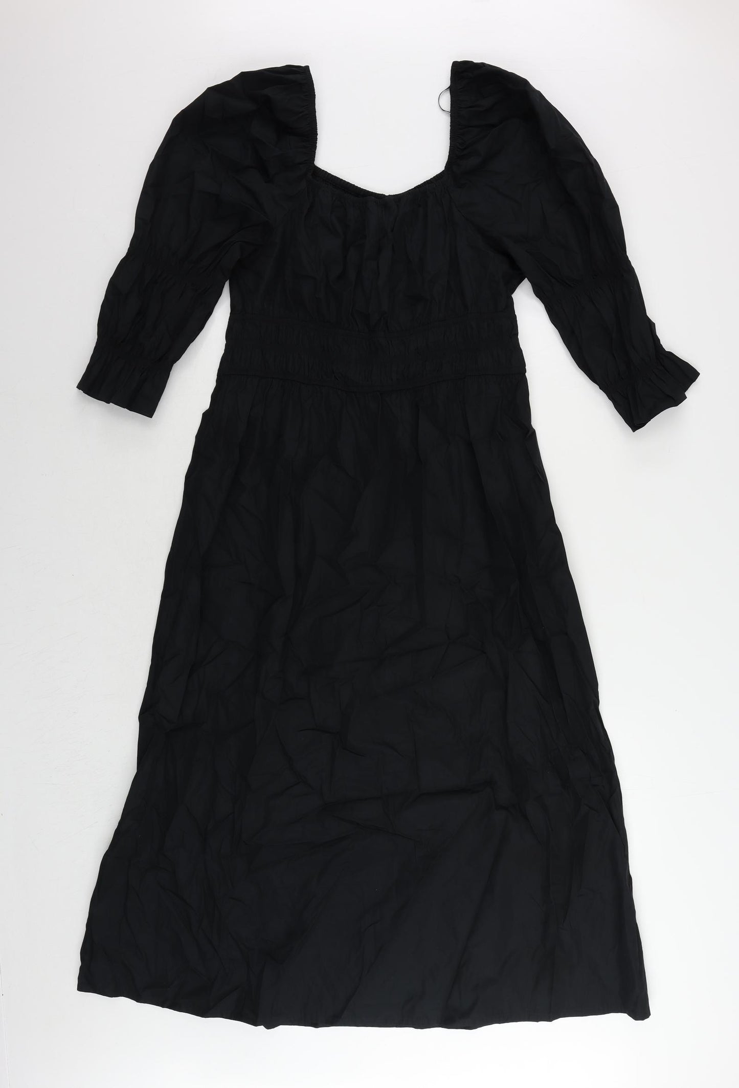 Marks and Spencer Womens Black Cotton Maxi Size 14 Boat Neck Pullover