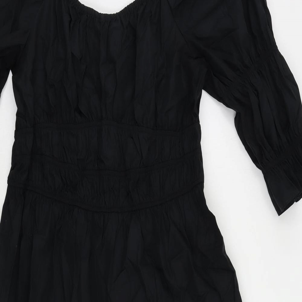 Marks and Spencer Womens Black Cotton Maxi Size 14 Boat Neck Pullover