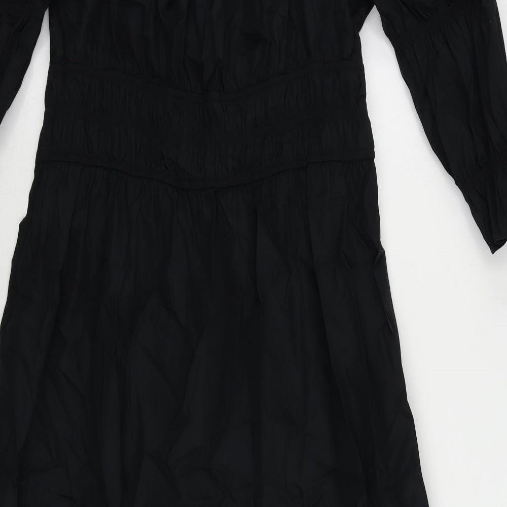 Marks and Spencer Womens Black Cotton Maxi Size 14 Boat Neck Pullover