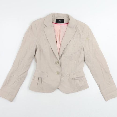 H&M Womens Beige Jacket Blazer Size 8 Button