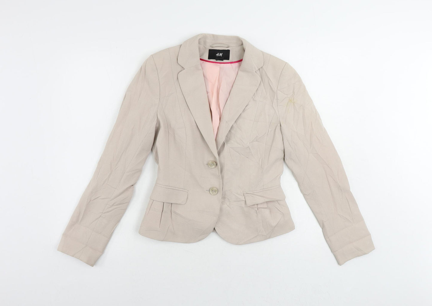 H&M Womens Beige Jacket Blazer Size 8 Button