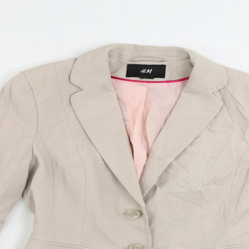H&M Womens Beige Jacket Blazer Size 8 Button