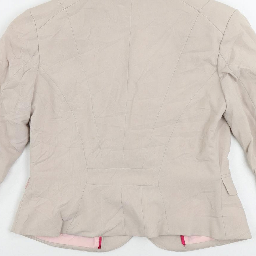 H&M Womens Beige Jacket Blazer Size 8 Button