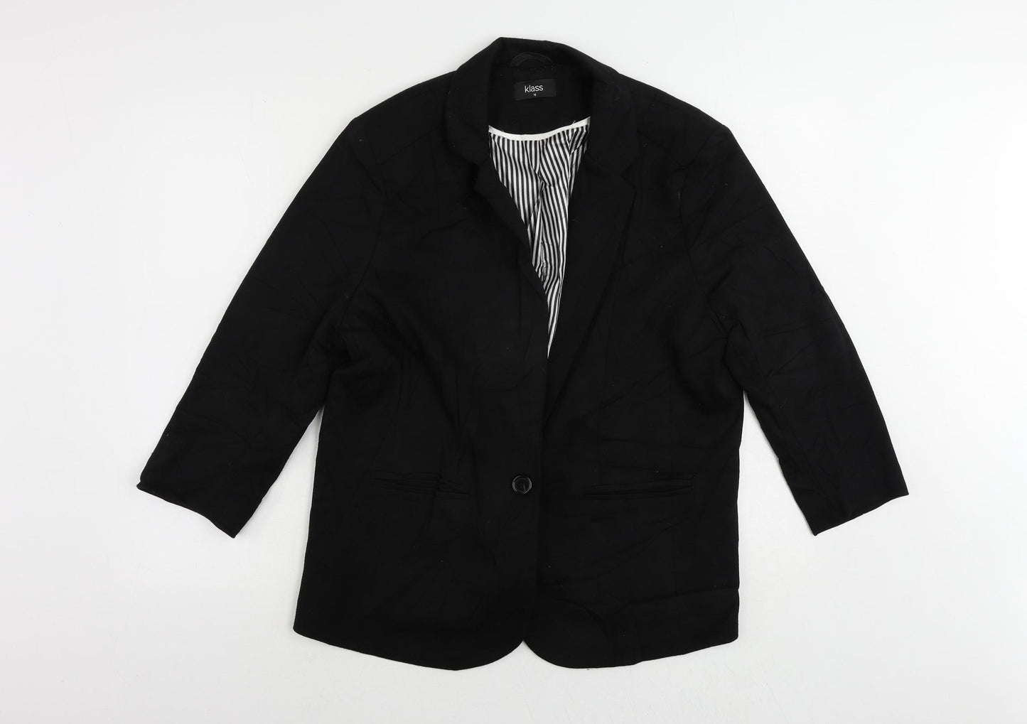 Klass Womens Black Jacket Blazer Size 16 Button