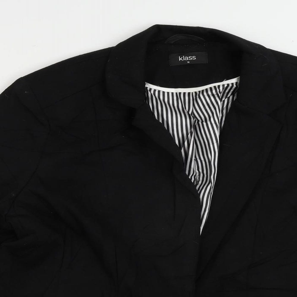 Klass Womens Black Jacket Blazer Size 16 Button