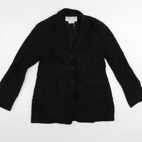 Jaeger Womens Black Jacket Blazer Size 10 Button