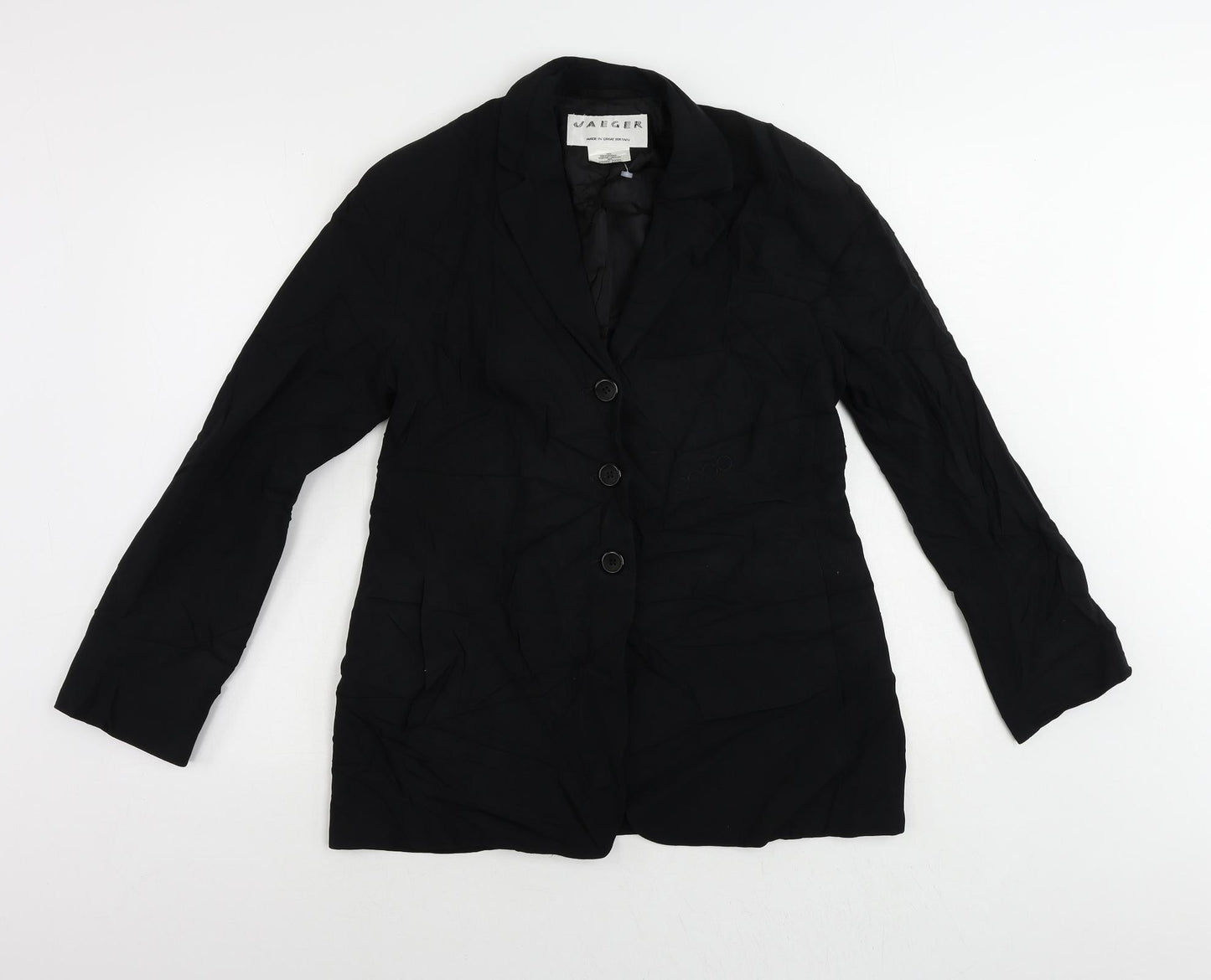 Jaeger Womens Black Jacket Blazer Size 10 Button