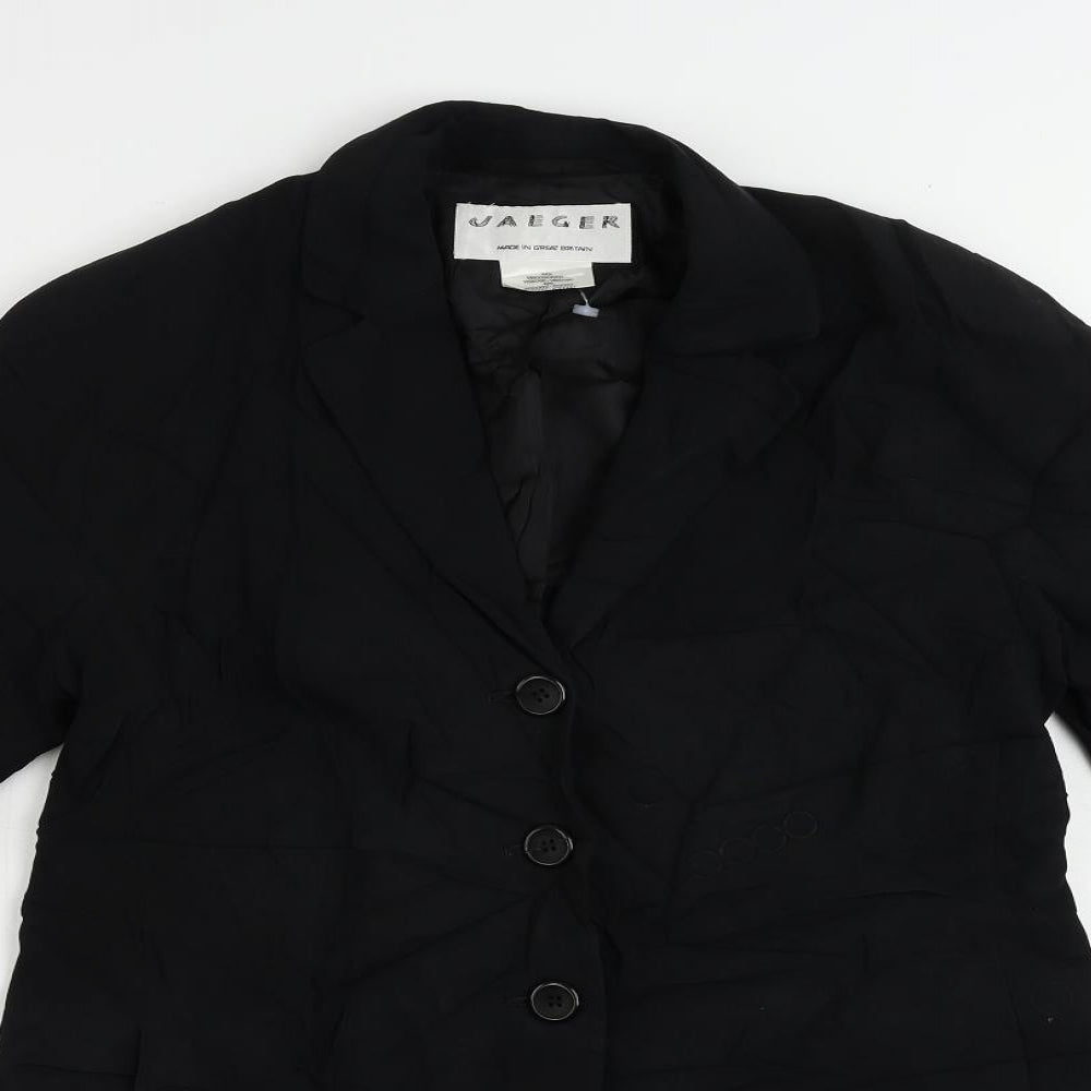 Jaeger Womens Black Jacket Blazer Size 10 Button