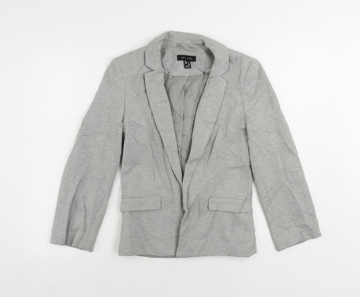 New Look Womens Grey Jacket Blazer Size 6 - Open