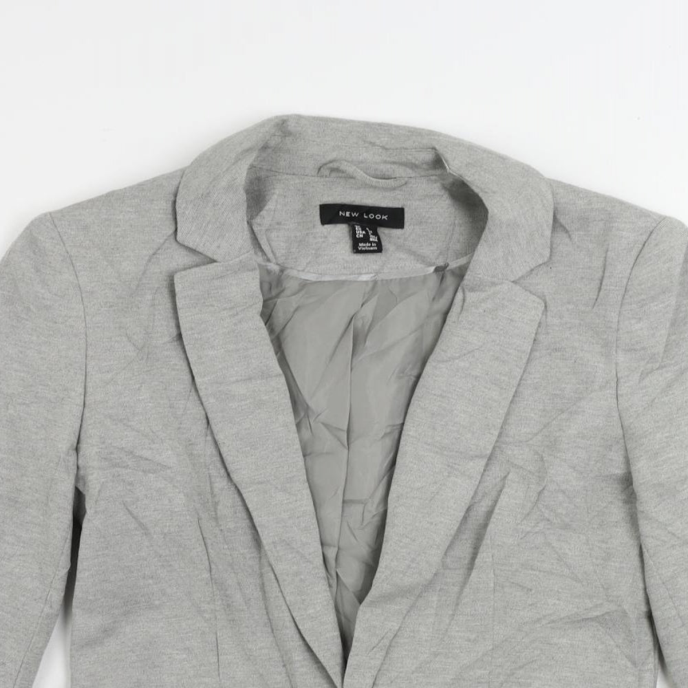New Look Womens Grey Jacket Blazer Size 6 - Open