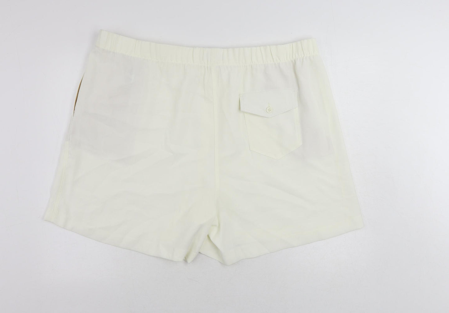 Marks and Spencer Womens Ivory Polyester Basic Shorts Size 24 L4 in Regular - Elastic Waist