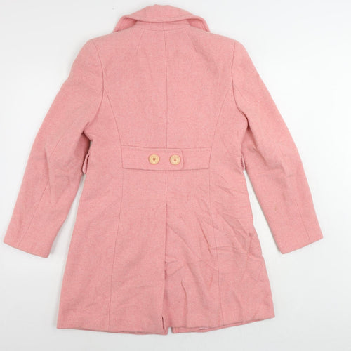 Oasis Womens Pink Pea Coat Coat Size 12 Button